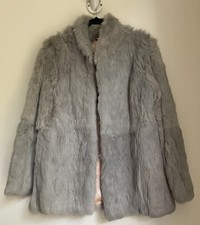 Grey Real Fur Jacket 12 Glam Luxurious Smart Towie Winter Evening Occasion Party
