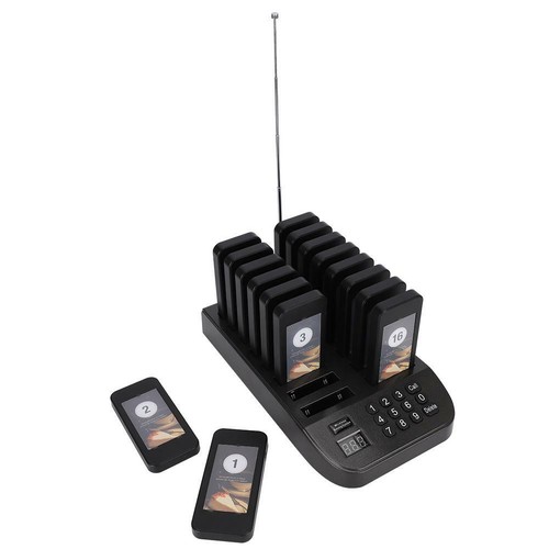 Calling Pager System Digital Red Restaurant Coaster Pagers x 16+1 Transmitter IN - Photo 5/23