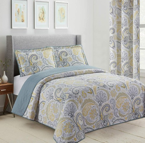 Floral Paisley 3pc Quilt Set Twin 