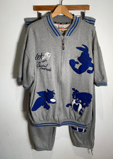 BNWT LOT29 tracksuit XL NEW Looney Tunes joggers grey blue Y2K 90s Bugs Bunny