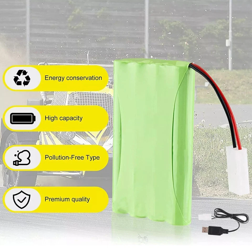 9,6V NiMH Akku 2400mAh Pack Tamiya Stecker mit USB-Ladegerät für RC Auto Drone~ - Bild 4 von 4