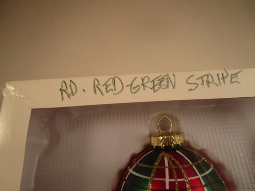 Vintage Set of 4 Glass Christmas Ornaments Green Red Stripe Gold Glitter Target - Picture 5 of 9