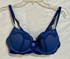 Adore Me Style 04230 Women's Demi Bra Underwire Padded Blue Size 36C NWOT
