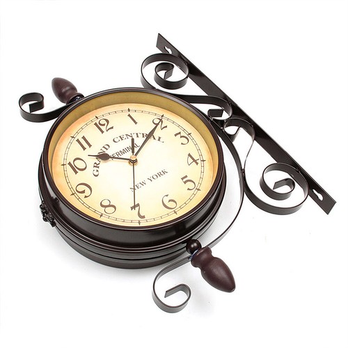 Outdoor Garden Paddington Station Wall Clock Double Sided Hanging