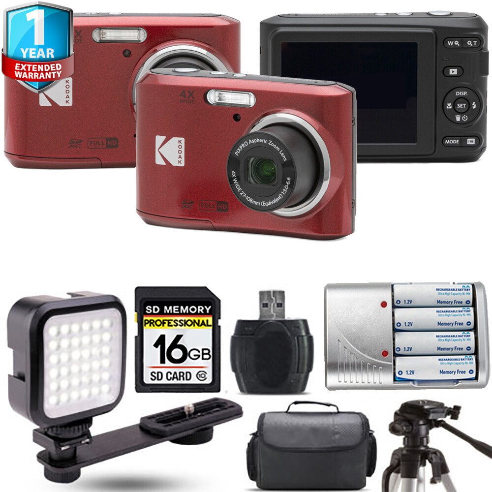 Kodak Pixpro FZ45 Camera (Red) + Extra Battery + 1 Yr Warranty
