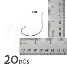 20pcs Fish WOW!® Size 6/0 Fishing Kahle Hooks Wide Gap Turned-up eye Hi-carbon