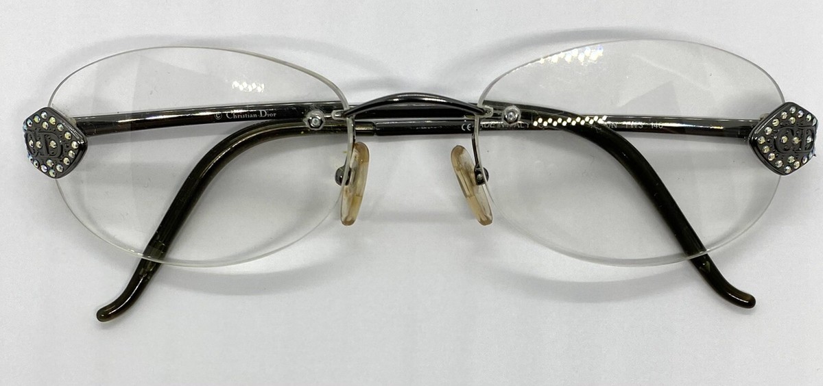 Vintage Cristian Dior Rimless CD3619 Strass/n TW3 140 Eyeglasses