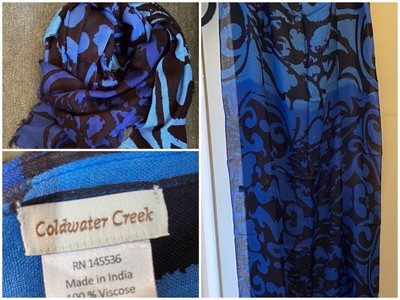 Coldwater Creek Shades of Blue Fashion Color Dimensions Scarf NWT