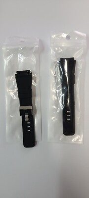 (2 Pack) For Samsung Gear S3, Frontier, 805 Silicone Watch Band 22mm Black