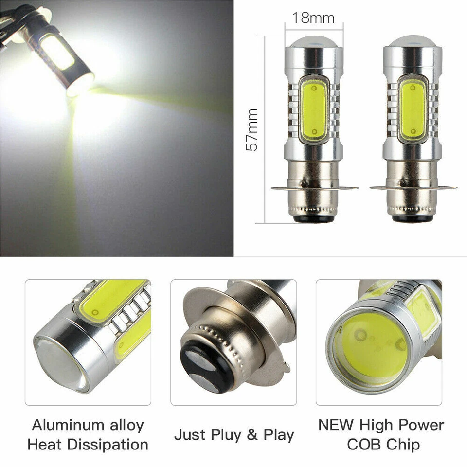 2x 6500K H6 LED Faros Bombillas Blancas Para Yamaha YFZ450R Rhino 700 Raptor YFM660 Foto 3 de 4