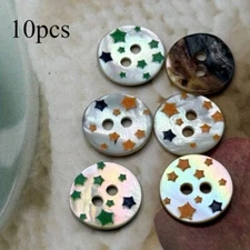 10pcs Star Natural Shell Flat Button 2-hole DIY Shirt Sewing Craft 14mm