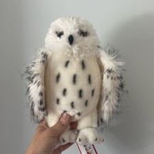 DOUGLAS  Snowy Owl  Stuffed Animal 9  White/Black Feathers Spotted Chest NWT