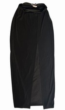 Vintage USA Black Stretch Maxi Pencil Skirt with Slit Size L (XS)Made in USA 44”