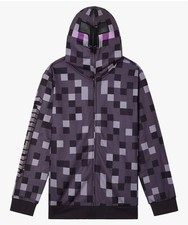 MINECRAFT FLEECE ZIP HOODIE GRAY CHECK - Size 6