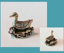 Messing Figur Ente im Nest massiv NEU