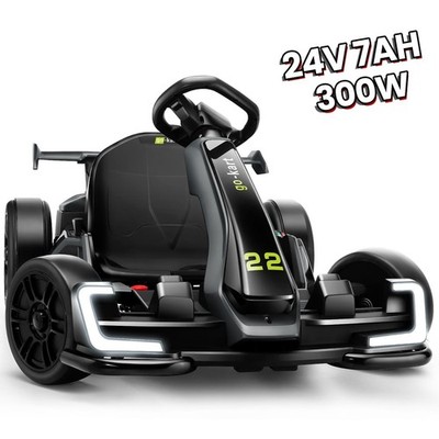 24V Electric Go Kart for Kids 2x150W Motor Powerful Drift Kart Adjustable Seat 