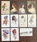 Antique Collectible Eleven (11) Postcard Lot. Artist Signed, RPPC Street Scene — photo 1