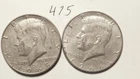KENNEDY HALF DOLLAR,  40%  SILVER,  1966-P,   1968-D-----475