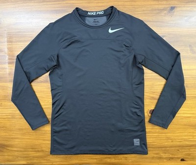 Nike Pro Hyperwarm Fitted Training Shirt Men's Medium Black Long Sleeve