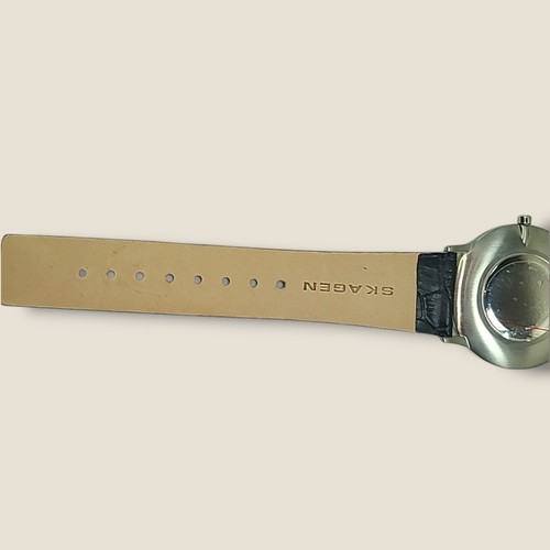 Skagen PRSK1033 Silver Dial Black Leather Strap Women's Watch *Needs Battery - Picture 11 of 14