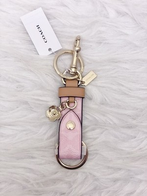 NWT Coach Trigger Snap Bag Charm In Signature Canvas With Heart