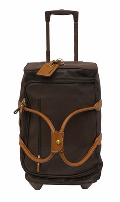 Bric's-Milano Brown Suede w/ Cognac Trim Duffle Rolling Carry-On Suitcase 21''