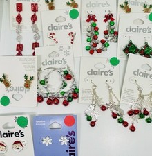 Claire  s Christmas Earrings Hair Accessories Lot 100 Pieces Red Green See Photos