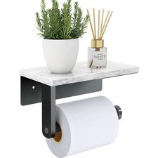 Marble Toilet Paper Holder with Shelf, 304 Stainless Steel Screw Wall Mounted
