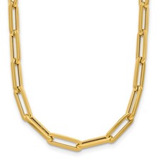 14k Yellow Gold Polished 4mm Paperclip Link 20 inch Necklace