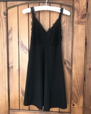 Flora Nikrooz Chemise S Black Lace Trim Nightgown Sleepwear Lingerie Babydoll