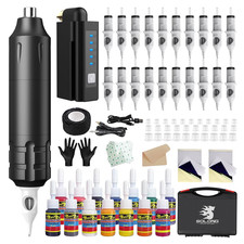 Solong Tattoo Kit-Tattoo Pen Kit Rotary Gun Machine Pen RCA with Wireless Batter