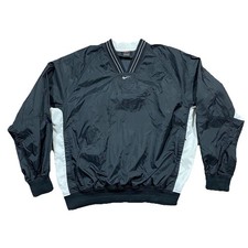 Vintage Nike Jacket Mens L Black Windbreaker Pockets Center Swoosh Athletic