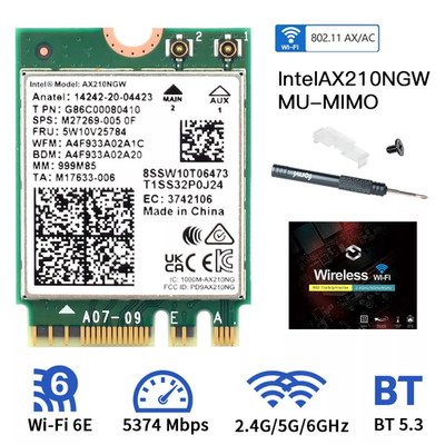 Intel AX210 WiFi 6E Laptop M.2 Card WiFi Bluetooth 5.3 Adapter NGFF Key-A Key-E