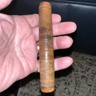 Antique 4” Turned Dark Wood Treen Sewing Needle Storage Case Bodkin Tube Holder