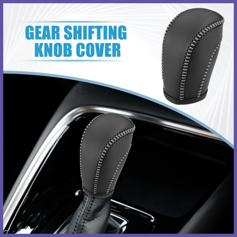 Auto Gear Shift Lever Cover for Volkswagen Atlas 2018-2022 Black Gray Stitches - Image 2 of 4