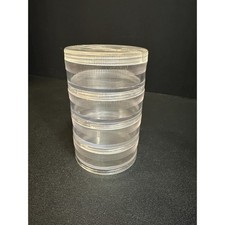 Vintage Clear Plastic Stackable Storage Container 4 Tier Screw-Lid 4.25" Tall