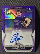 2023 Bowman Chrome Connor Staine Auto Purple Refractor /250 1st Prospect Rockies