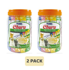 2 Pack Inaba Churu Tuna Chicken Puree Variety Pack Lickable Cat Treat, 50 Ct