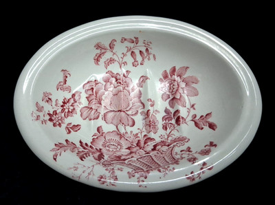 Vintage Charlotte Royal Crownford Staffordshire England Soap Dish Red Floral