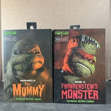 (2) TMNT NINJA TURTLES MONSTERS NECA ULTIMATE ACTION FIGURE MUMMY FRANKENSTEIN