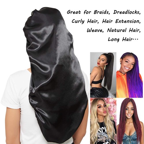 Braid Bonnet for Sleeping, Wide Elastic Band Satin Hair Wrap Sleeping Cap - 第 3/7 張圖片
