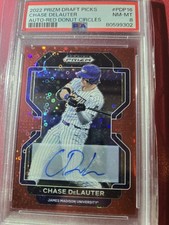 2022 Panini Prizm Draft Picks Red Donut Circle /99 Chase Delauter  Auto, PSA 8