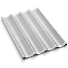 OPEN BOX - Commercial 18x26 Aluminum Baguette Pan, 4 Slot Long Perforated Pan.