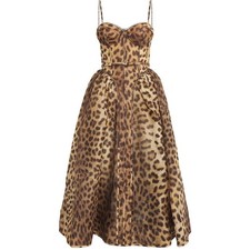 Zimmermann STUNNING Crush Paneled Midi Dress Leopard Animal Print Size 1 US 6