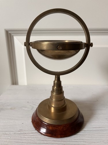 VINTAGE BRASS NAUTICAL BINNACLE GIMBALLED GIMBAL COMPASS SHIP NAVIGATION - 第 2/9 張圖片