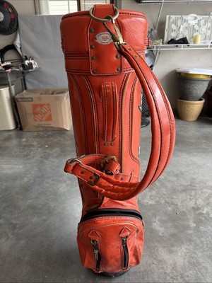 JINDAIJI PB Tarp 5×5 赤黄セット USED 美品 UL PowerBilt Vintage HB Louisville Orange Leather Staff Golf Bag 6