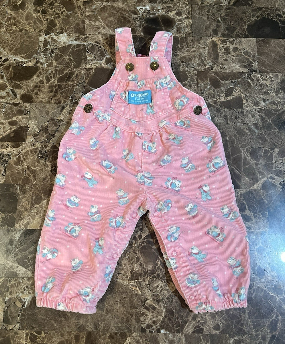 Vintage Oshkosh B'Gosh Bears Sledding Corduroy Overalls Made In