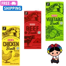 H‑E‑B Chicken - Beef - Vegetable Broth 32 oz each