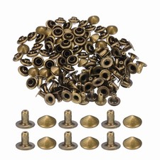 6mm Spike Rivets, 100 Sets Round Studs Rivet Rapid Punk Spikes, Bronze Tone