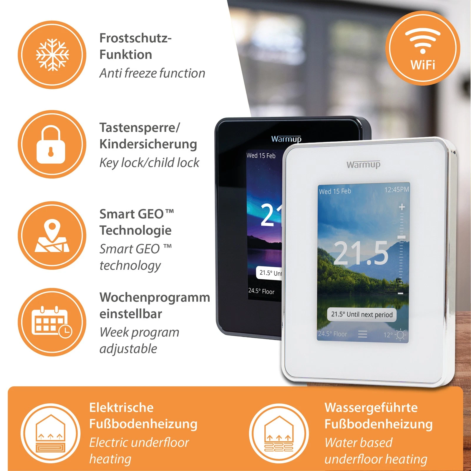 Warmup 7iE Smart Matter Thermostat WiFi Heating Control Room Thermostat Touch